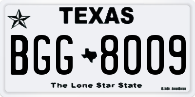 TX license plate BGG8009