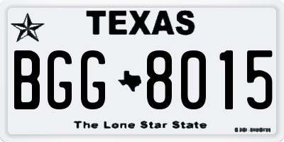 TX license plate BGG8015