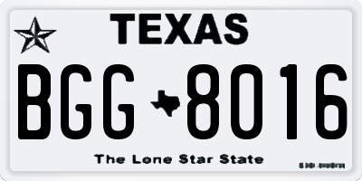 TX license plate BGG8016