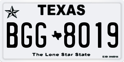 TX license plate BGG8019
