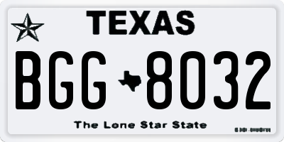 TX license plate BGG8032