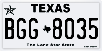 TX license plate BGG8035