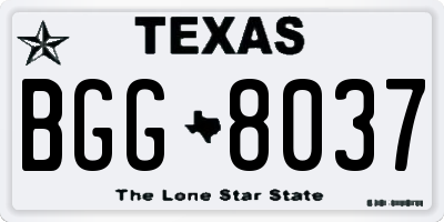 TX license plate BGG8037