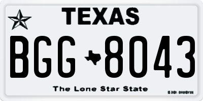 TX license plate BGG8043