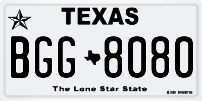 TX license plate BGG8080