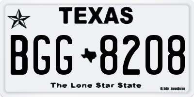 TX license plate BGG8208