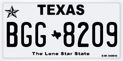 TX license plate BGG8209