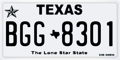 TX license plate BGG8301