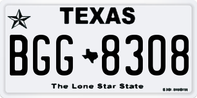 TX license plate BGG8308