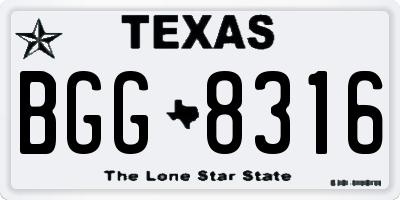 TX license plate BGG8316
