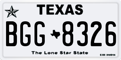 TX license plate BGG8326