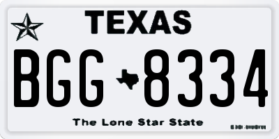 TX license plate BGG8334