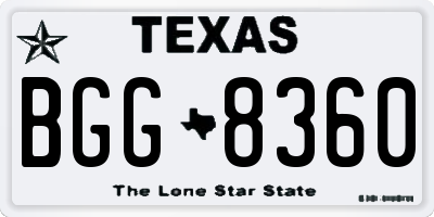 TX license plate BGG8360