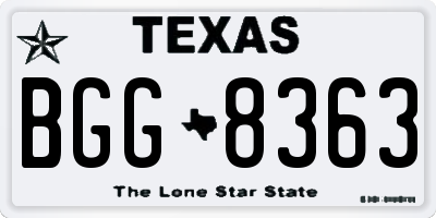 TX license plate BGG8363