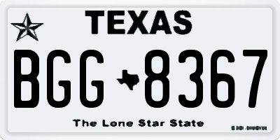 TX license plate BGG8367
