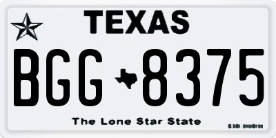 TX license plate BGG8375