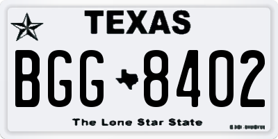 TX license plate BGG8402