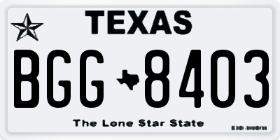 TX license plate BGG8403