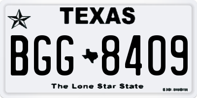 TX license plate BGG8409
