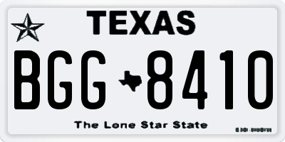 TX license plate BGG8410