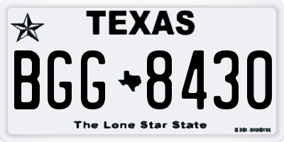 TX license plate BGG8430