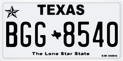 TX license plate BGG8540