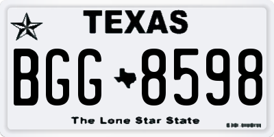 TX license plate BGG8598