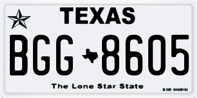 TX license plate BGG8605