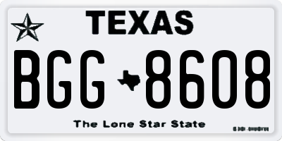 TX license plate BGG8608