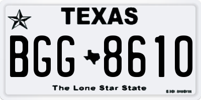 TX license plate BGG8610