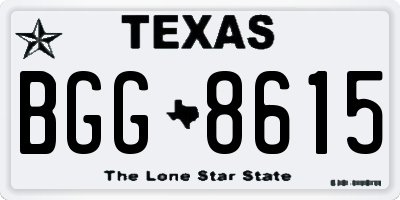 TX license plate BGG8615
