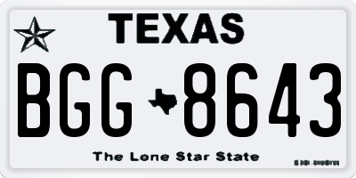 TX license plate BGG8643