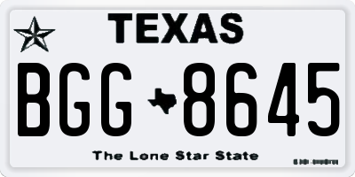 TX license plate BGG8645