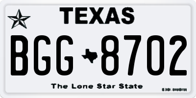 TX license plate BGG8702