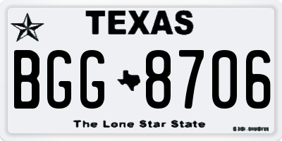 TX license plate BGG8706