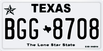 TX license plate BGG8708