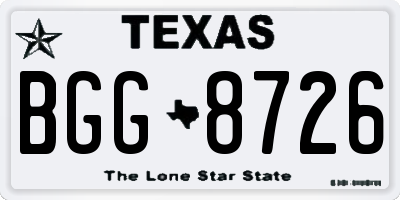 TX license plate BGG8726
