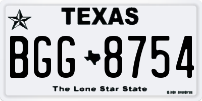 TX license plate BGG8754