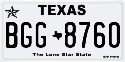TX license plate BGG8760