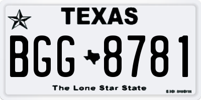 TX license plate BGG8781