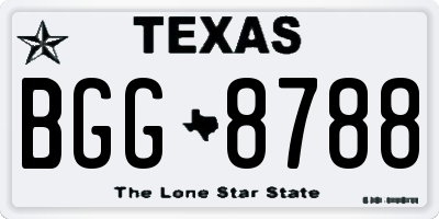 TX license plate BGG8788