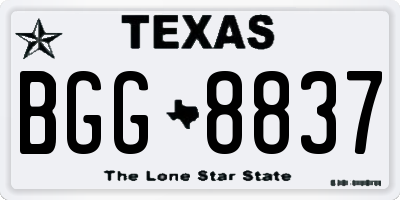 TX license plate BGG8837