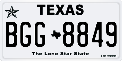 TX license plate BGG8849