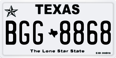 TX license plate BGG8868