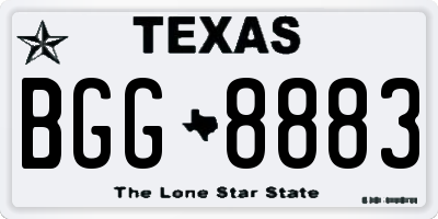TX license plate BGG8883
