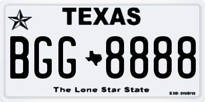TX license plate BGG8888