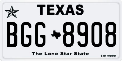 TX license plate BGG8908