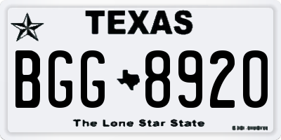TX license plate BGG8920