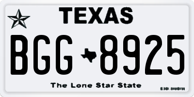 TX license plate BGG8925