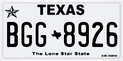 TX license plate BGG8926